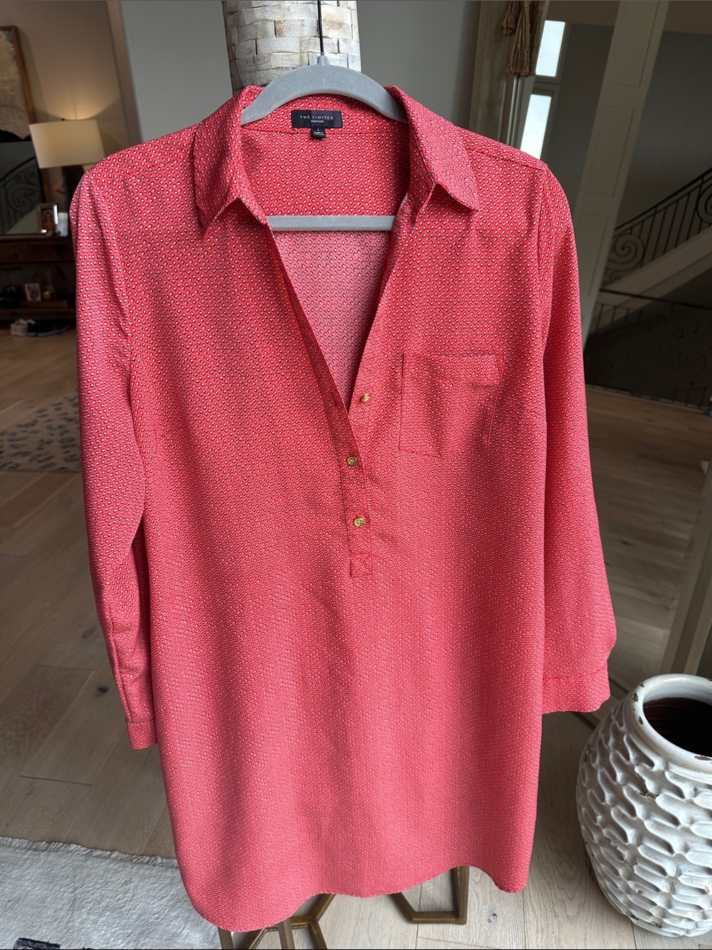 The Limited Coral Geo Print Blouse
